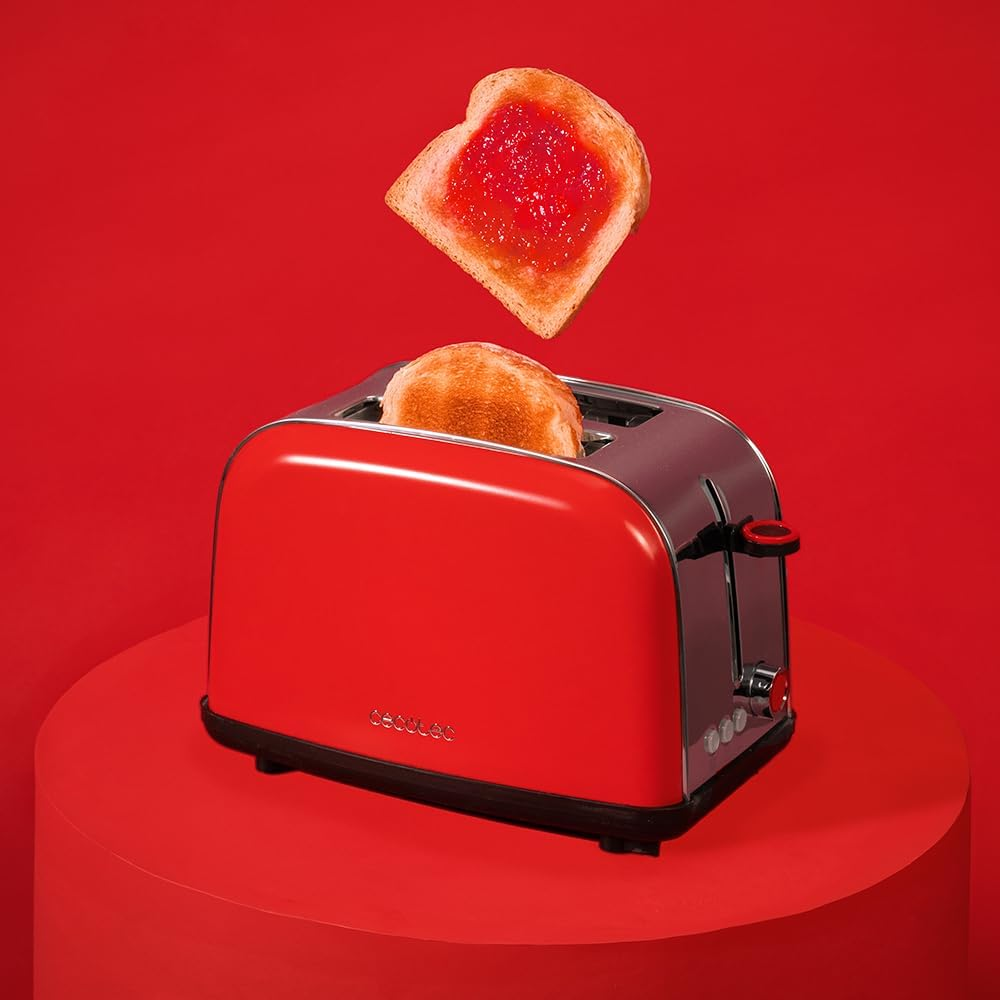 Cecotec Vertical Toaster Toastin' Time 850 Red Lite, 850W, Capacity for 2 Slices of Bread, Wide Slot, Stainless Steel, Preset Functions for Convenience, Customizable Toast Control image number 5