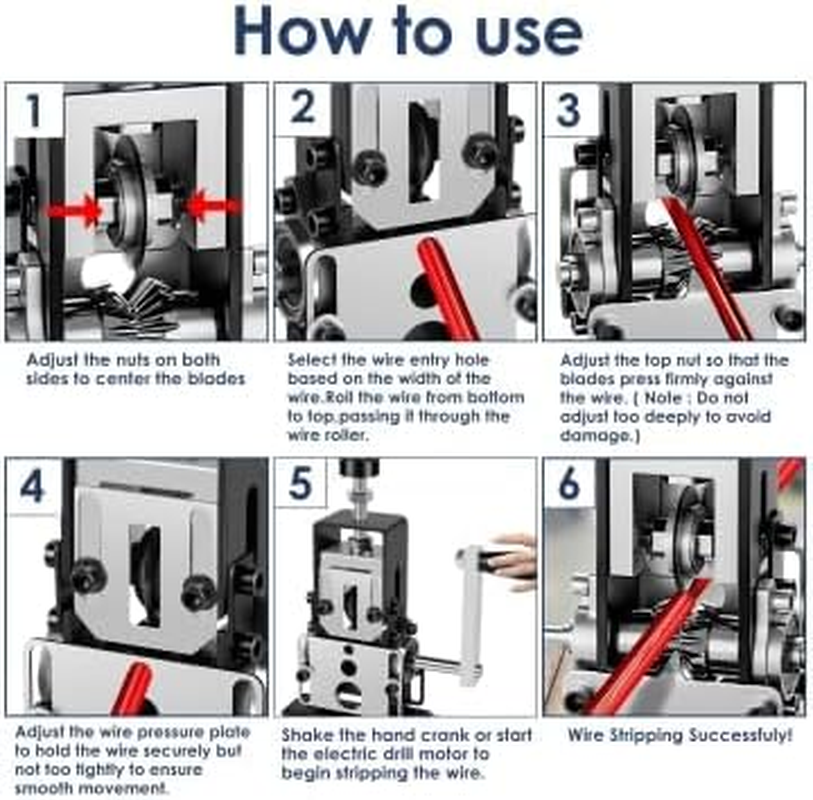 Manual Wire Stripper Machine, 1.5Mm-25Mm Scrap Copper Wire Stripping Machine with Hand Crank or Drill Powered, Copper Wire Peeler Machine, Portable Aluminum Frame Wire Peeler image number 2