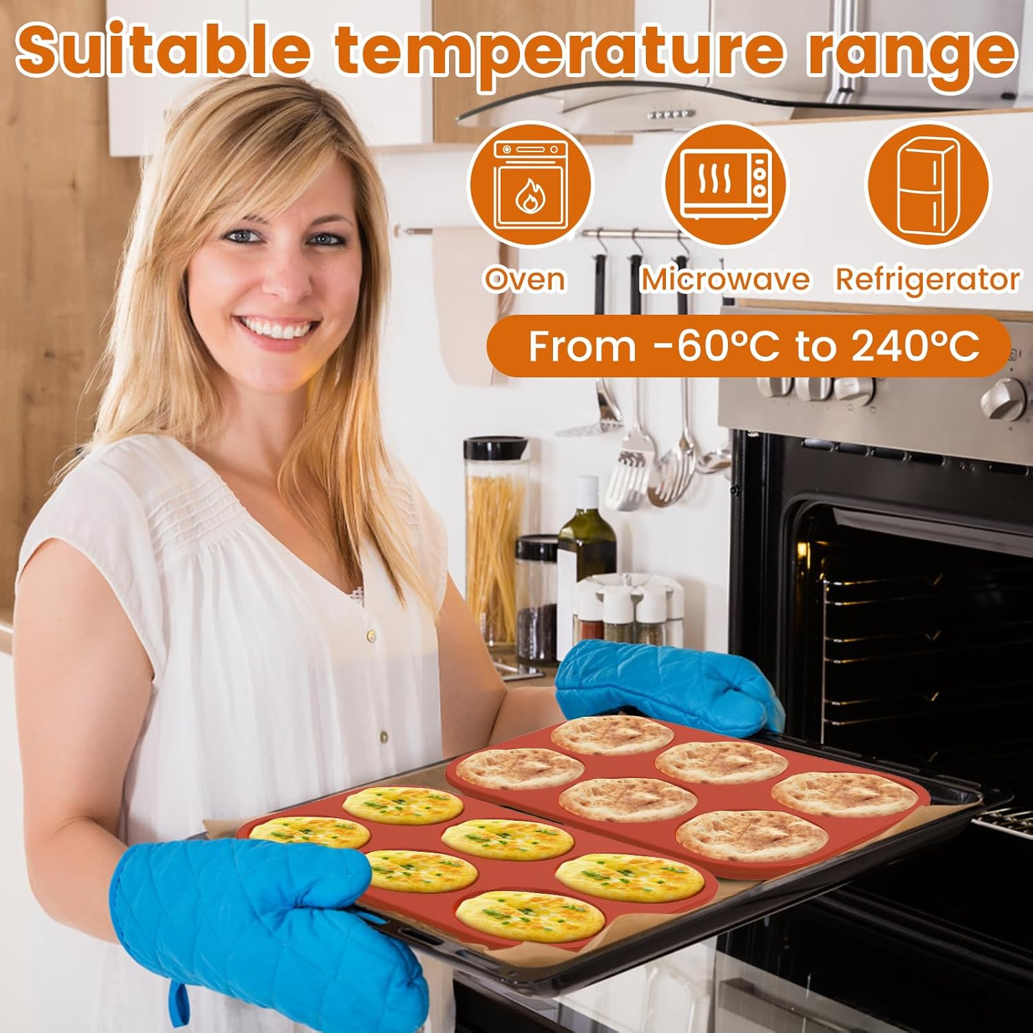 3 Pcs Silicone Muffin Top Pans/Egg Molds for Baking Non-Stick 4" Jumbo round Silicone Mold for Hamburger Bun, Muffin Top, Eggs, 6 Cavities Whoopie Pie Pan for Breakfast Egg Sandwich Pie Shortbread image number 1