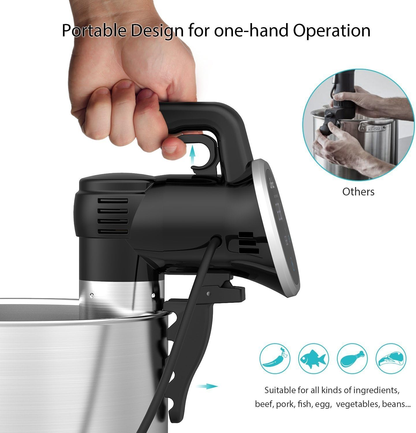 Wancle Sous Vide Precision Cooking Pot Immersion Circulator (Black)