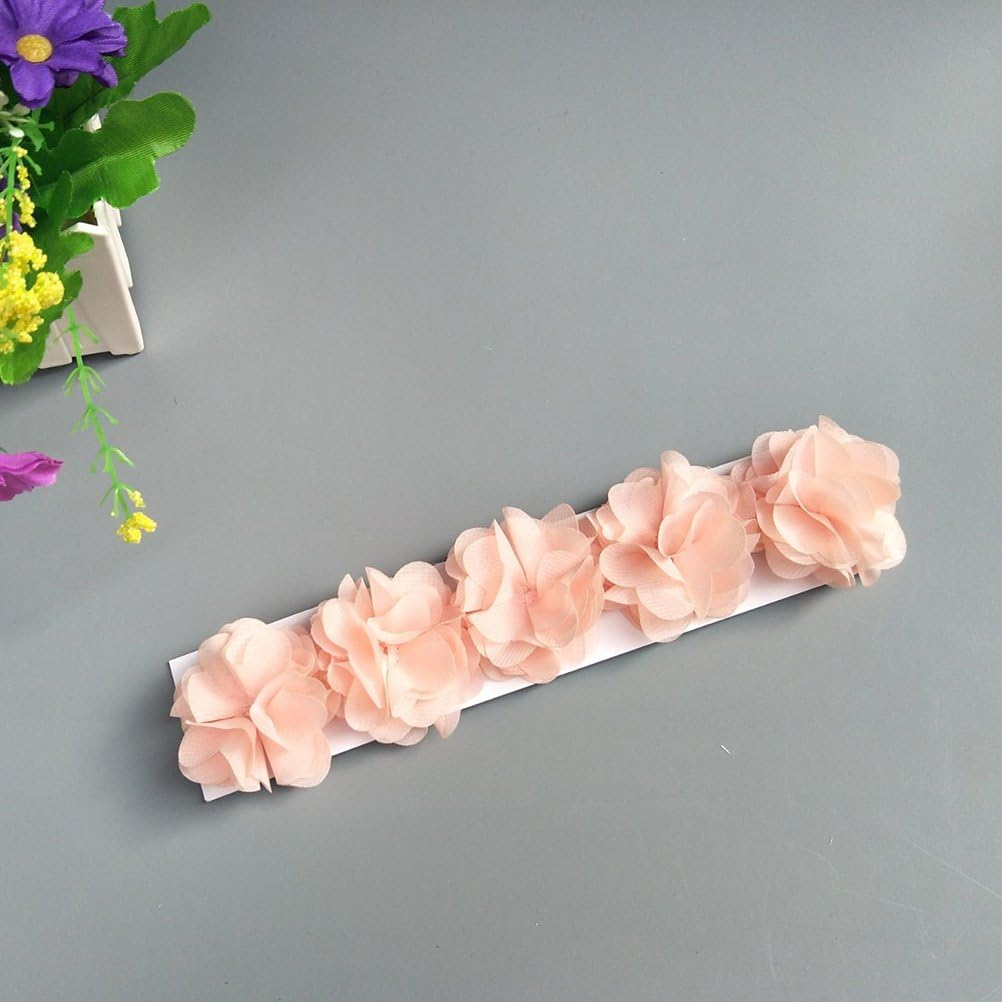 Baby Girls Headband Birthday Crown Fashion Hair Accessories for Newborn Infants Toddlers - Peach + White image number 7