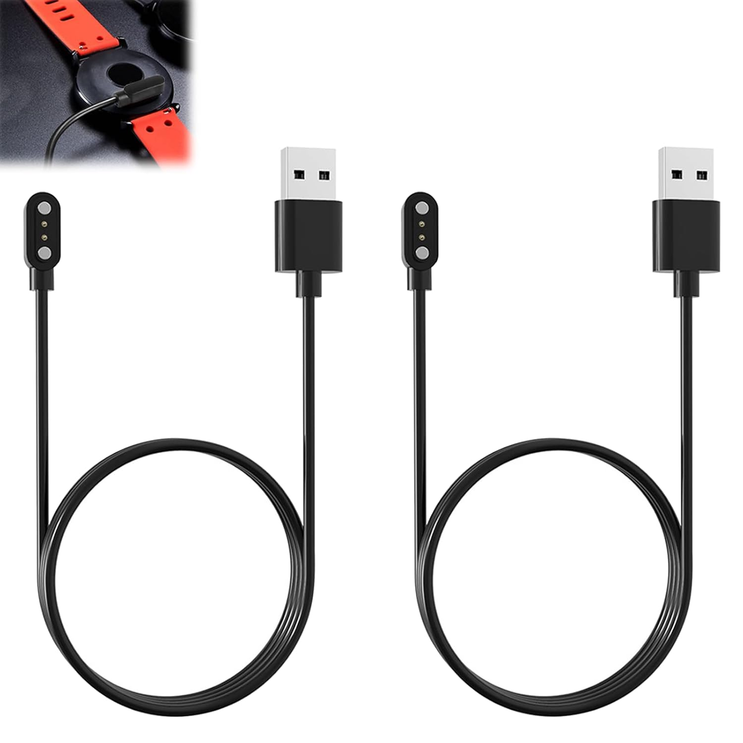 2Pcs Watch Magnetic Charging Cable, Smart Watch Charging Cable, Magnetic Charger Cable, Charging Cable Smart Watch Compatible with Fitpolo, Smart Watch Charger Compatible with IDW13/IDW16/IDW19