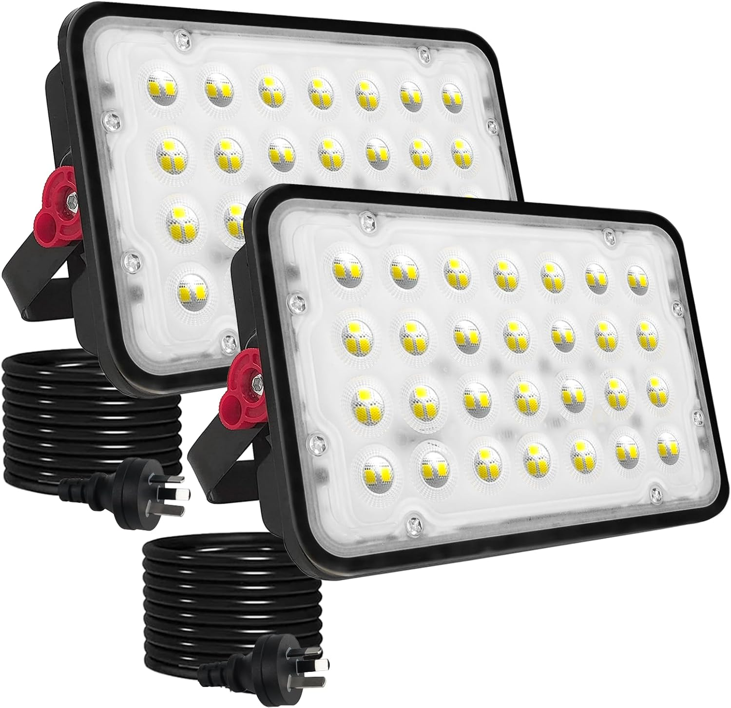 2 Pack 50W LED Flood Light Outdoor, 5000LM LED Work Light, Floodlight with Plug On/Off Switch, 6500K Portable Exteriores Security Light for Yard, Garden, Stadium, Playground image number 5