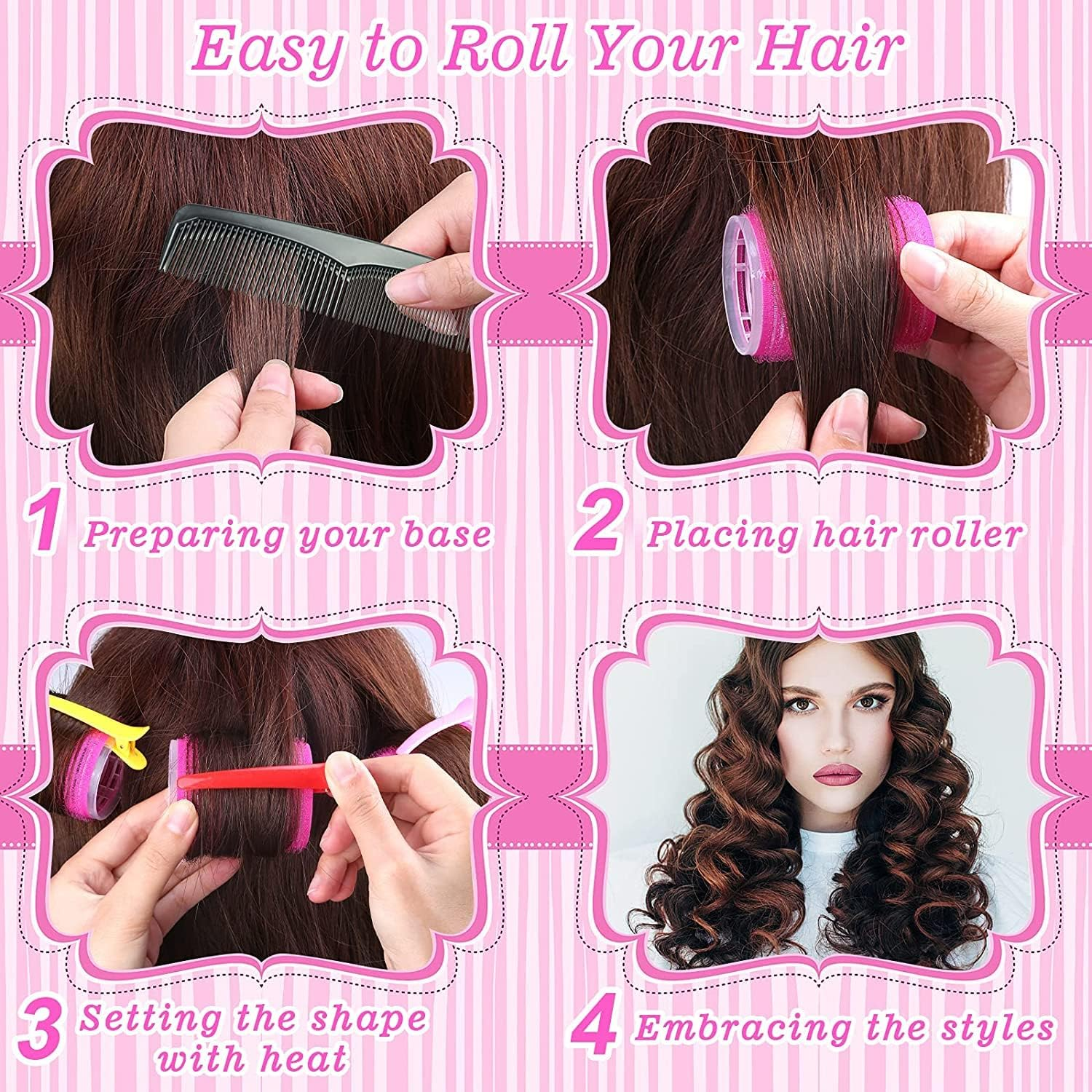 Teogneot Hair Rollers Set 6 Mm, 48 Mm and 12 Pieces Duckbill Cutting Clips For image number 5