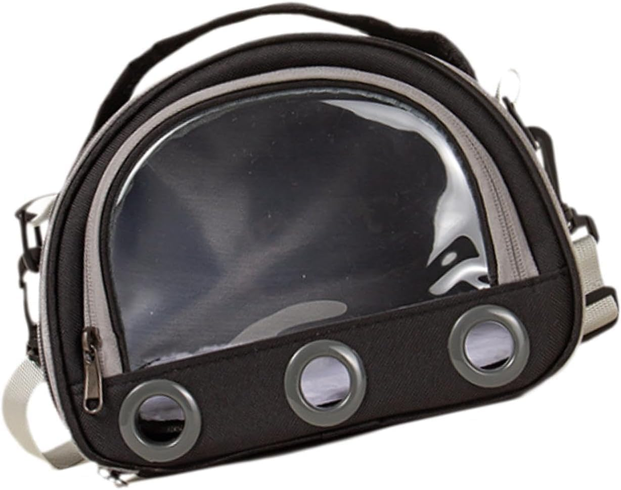 Hamster Travel Carrier Bag Guinea Pig Carrier Bag Travel Small Animals Chinchilla Outgoing Carrier Cage Carrying Shoulder Bag, Pink, S (Black,L) image number 4