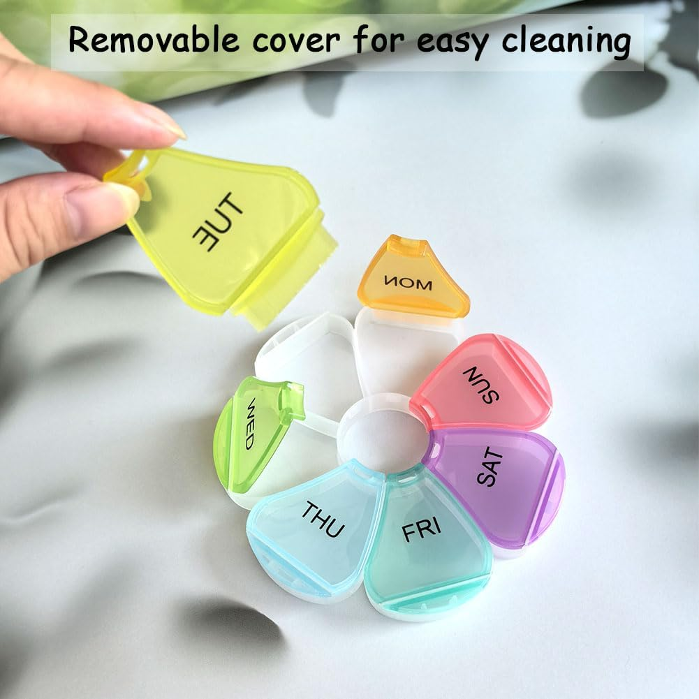 Pill Organizer, Weekly Pill Organizer, Pill Box, Medicine Organizer, Pill Case, Pill Container, Pill Box 7 Day, Pill Holder, Travel Pill Case (Colorful) - 2Pcs Colorful image number 5