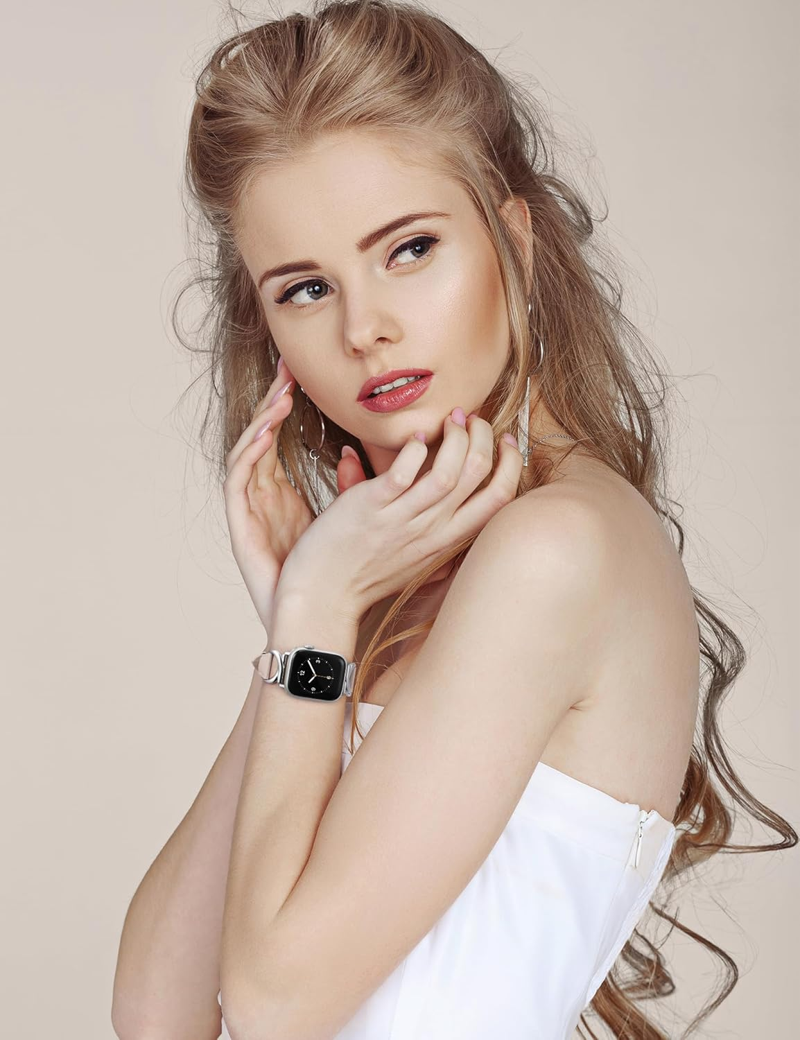 TOYOUTHS Compatible with Apple Watch Band 38/40/41/42/44/45/46/49Mm Women, Dressy C-Shaped Metal Buckle Leather Strap for Iwatch Band Series 11/10/9/8/7/6/5/4 Ultra SE 3/2/1 image number 7