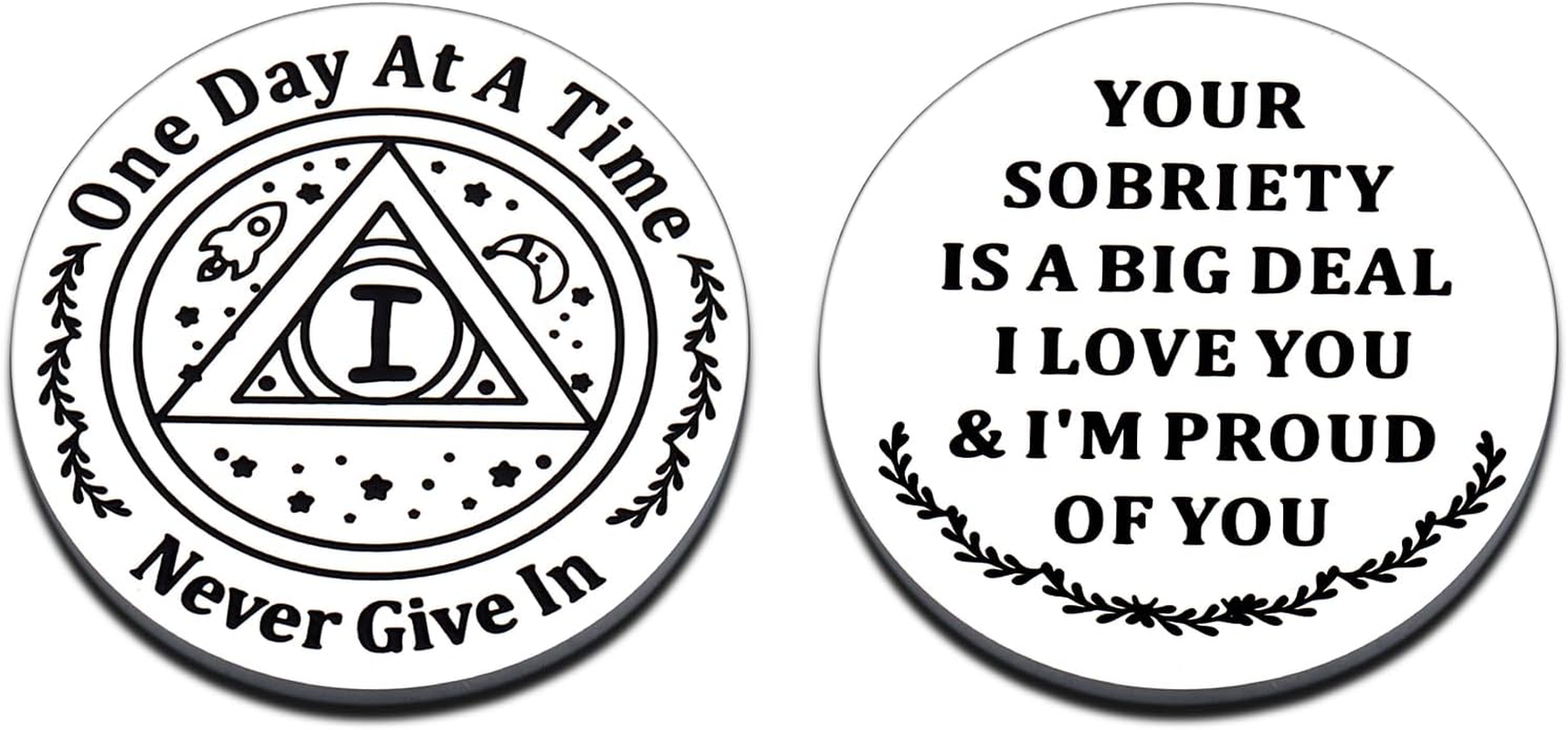 1 Year Sobriety Token, Boys Stress Relief Gifts, Sobriety Gifts for Men Women, Aa Medallions, One Year Sober Gifts for Him, Recovery Gifts Alcoholics Anonymous Gifts, Cancer Survivor Gifts, Silver image number 4