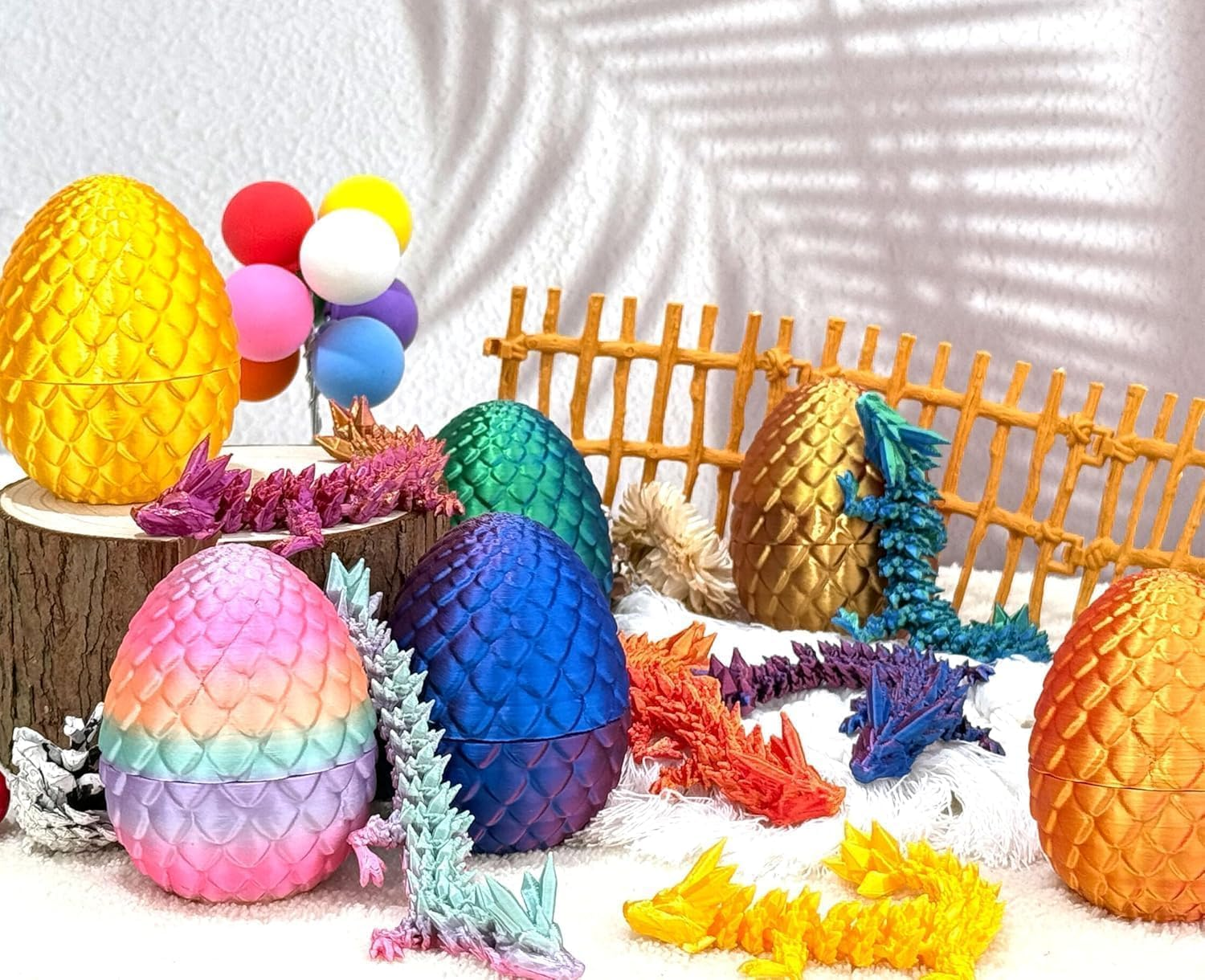 4 Pack Dragon Egg, 3D Printed Eggs with Dragon inside Easter Egg Adults Fidget Toy, Mystery Easter Toys, Kid Desk Decor Creative Ornaments Birthday Gift 3D Printed Animals（4Pcs） image number 2