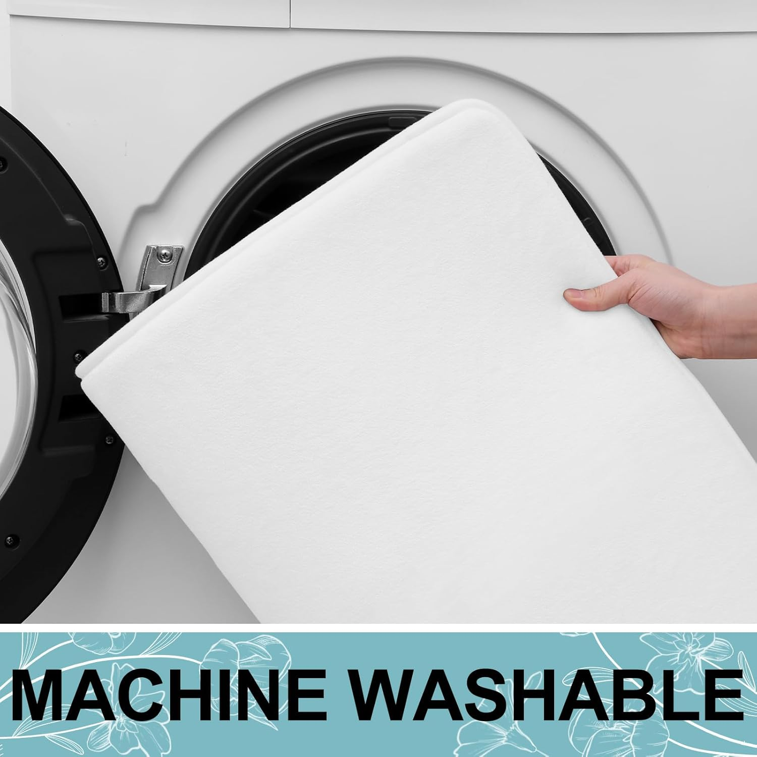 Smiry Memory Foam Bath Mat, Super Soft Absorbent Bathroom Rugs Non Slip Bath Rug Runner for Shower Bathroom Floors, 32" X 20", White image number 6