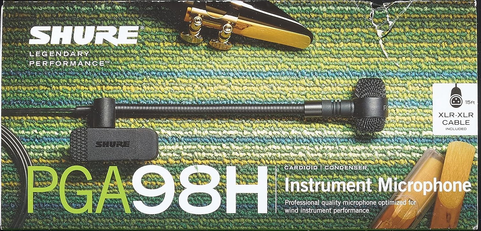 Shure PGA98H-XLR Cardioid Condenser Gooseneck Instrument Microphone with 15' XLR-XLR Cable