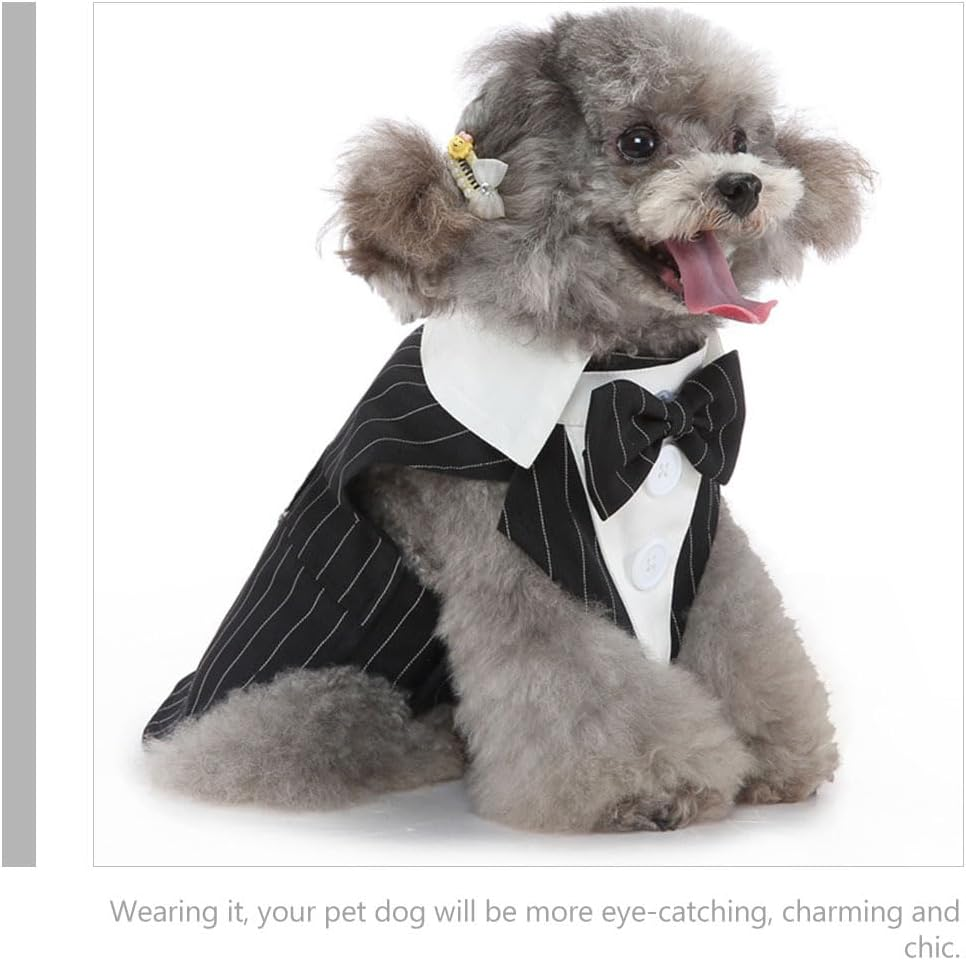 Mipcase Pet Tuxedo Dog Tuxedo Suit: Dog Bowtie Costumes Puppy Formal Dog Tuxedo Puppy Costume Outfit Comfy Dress Adjustable Wedding Bandana image number 2