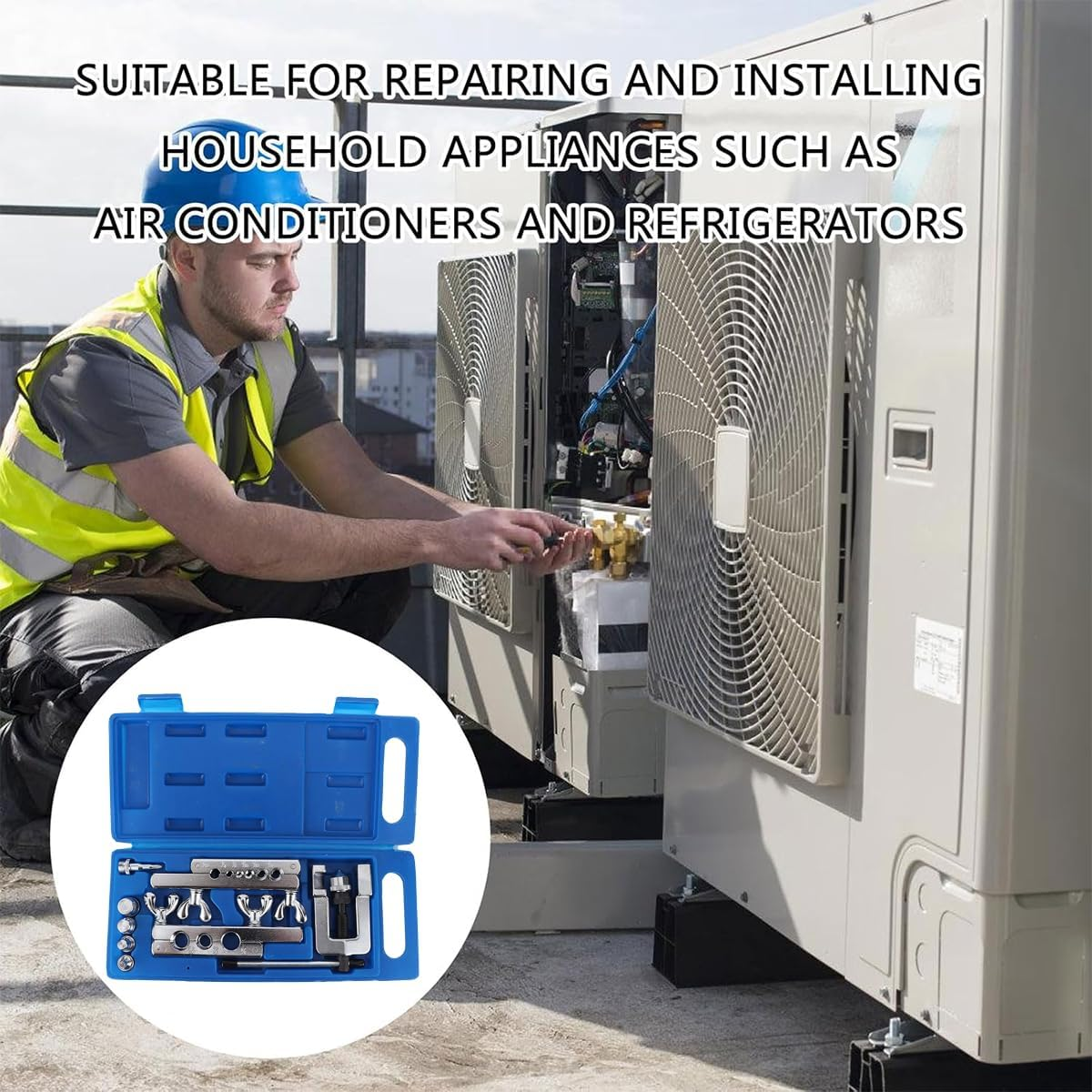 AIMALL Cemented Carbide Tube Expander Tool Set, 12.9&times;5.3In Refrigeration Maintenance Kit for Car AC, Refrigerator, Copper/Aluminum Tube Reamer & Bell Mouth Expander