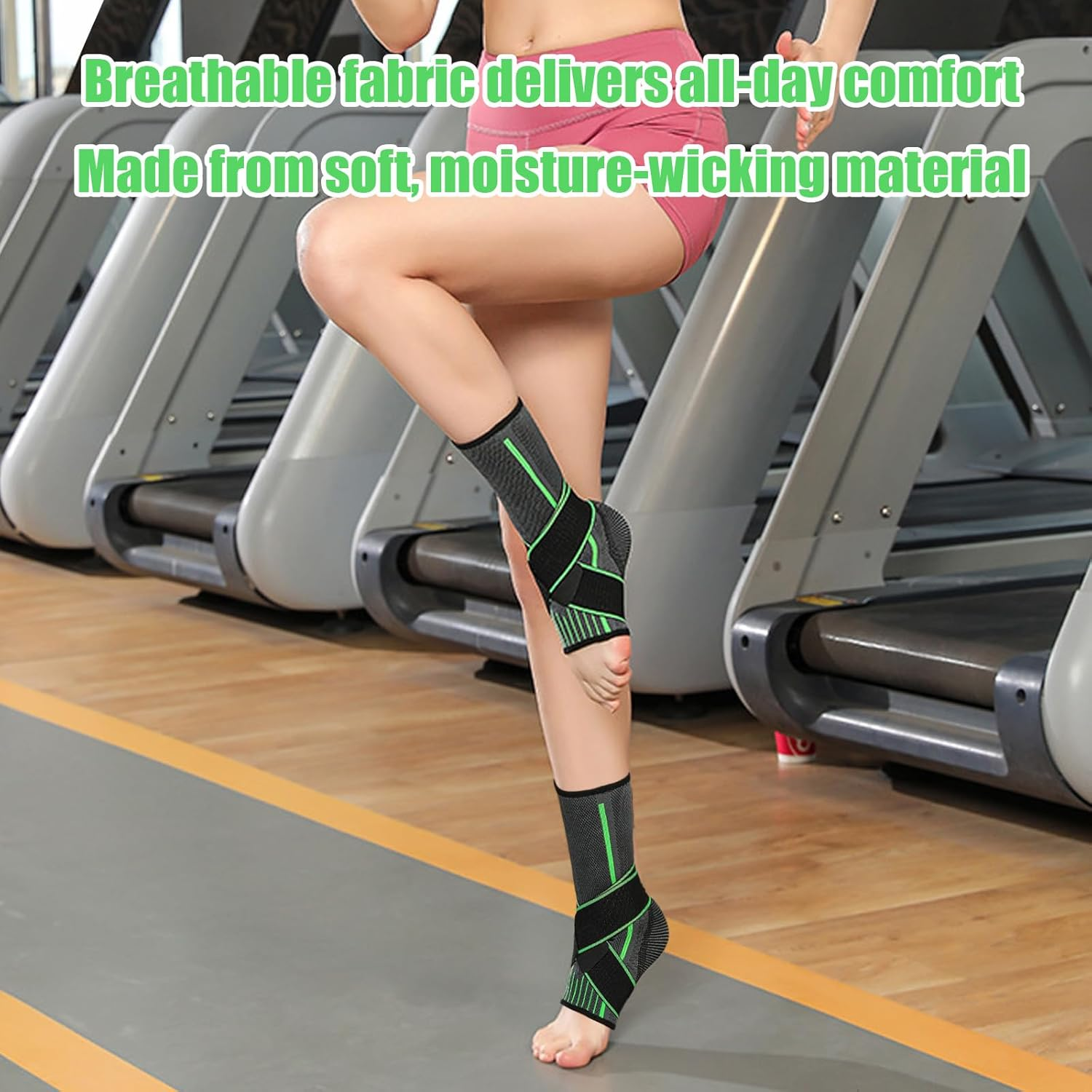 Adjustable Ankle Support Brace - Compression Sleeve for Sprains, Plantar Fasciitis, Achilles Tendonitis & Ligament Injuries, Breathable Foot Brace for Men & Women (2 Pcs L) image number 2