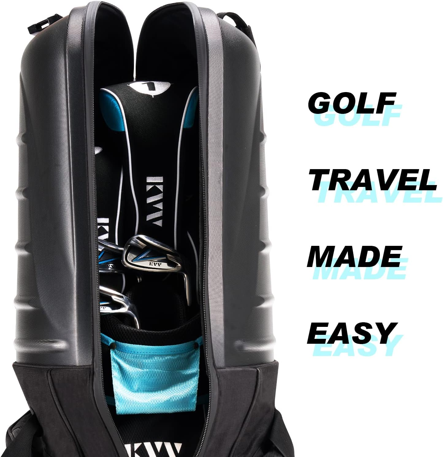 KVV H-Series Semihard Golf Travel Bag, ABS Hard Shell Top and Water Resist Polyester Oxford, Versatile Travel Bag for Golf Clubs and Other Sport Equipment image number 1