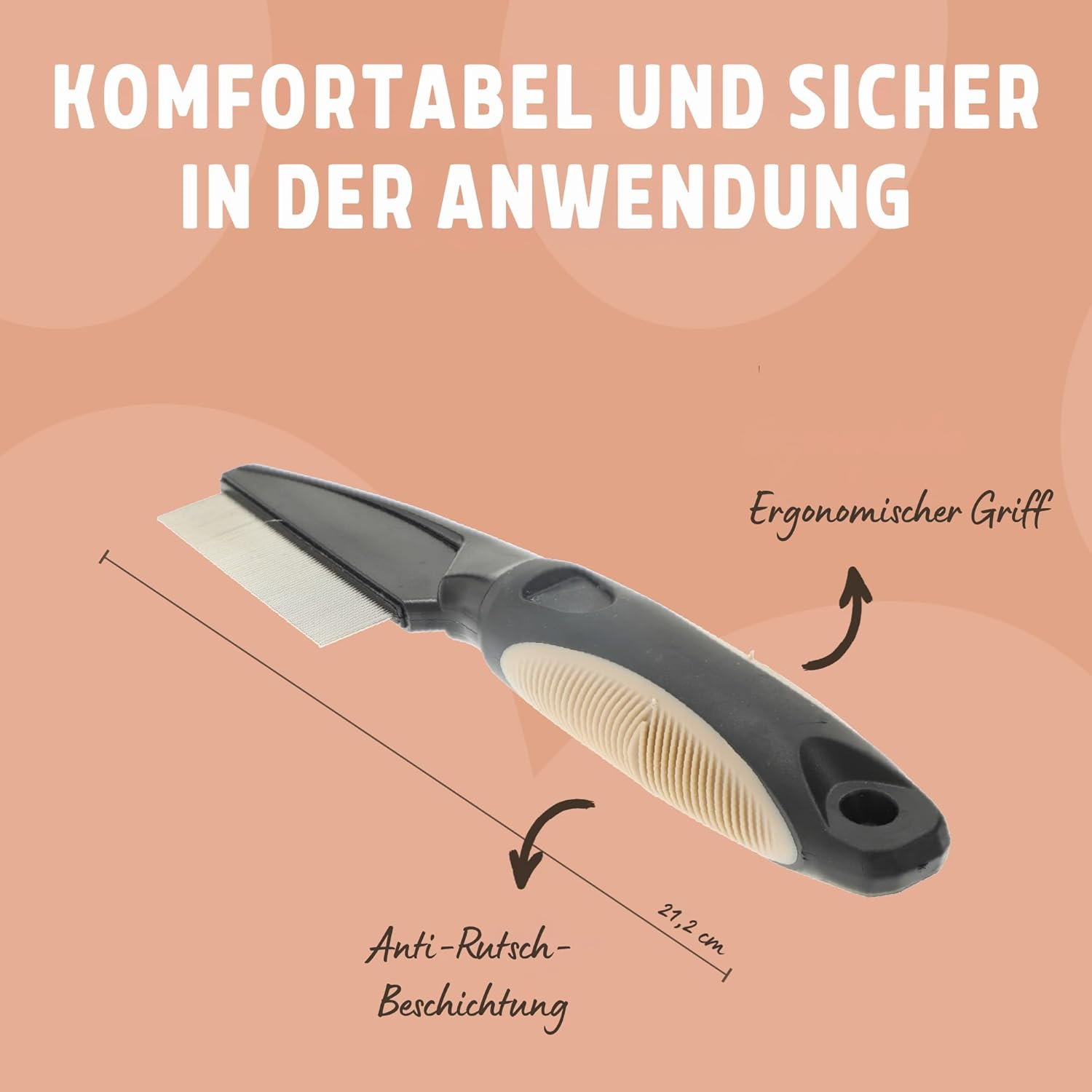 Rosewood Flea Comb for Dogs and Cats - Fine Flea and Egg Removal Comb - Black - for Targeted Care of Sensitive Areas image number 6