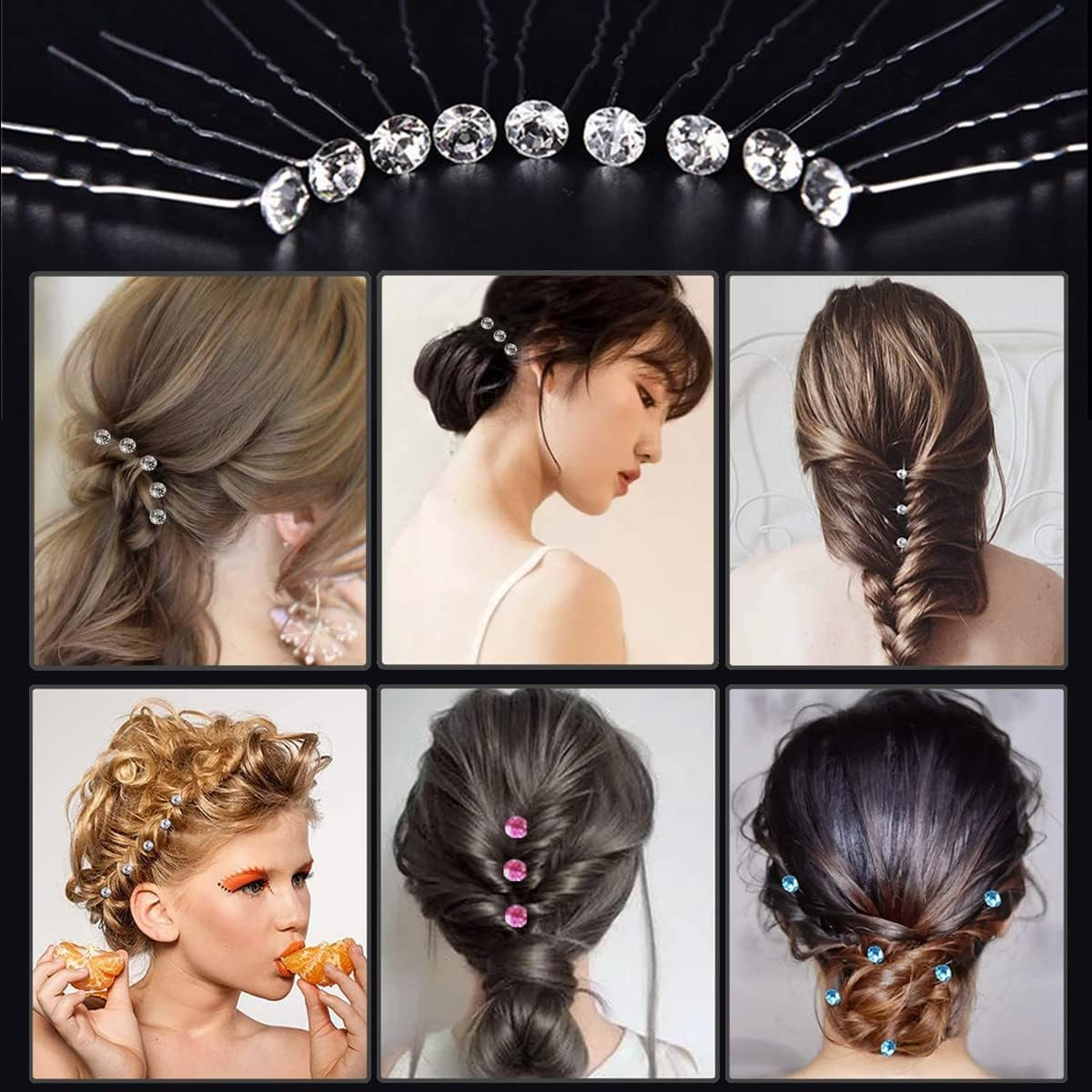 KINDOYO Rhinestone Hair Clips - Bridal Wedding Hair Bun Pins U-Shaped Hair Pins Hair Styling Clip for Women Girls Brides - White (Pack of 30) image number 1