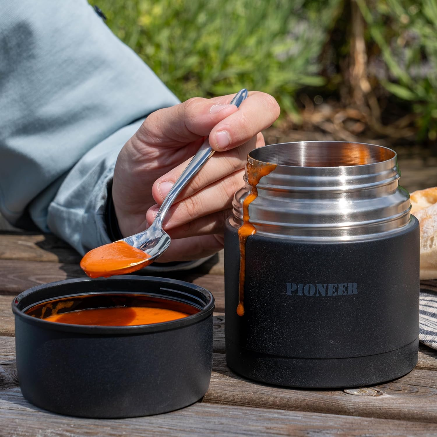 Pioneer Vacuum Insulated Leakproof Soup/Food Flask, 8 Hours Hot 24 Hours Cold, Black, 500 Ml image number 2