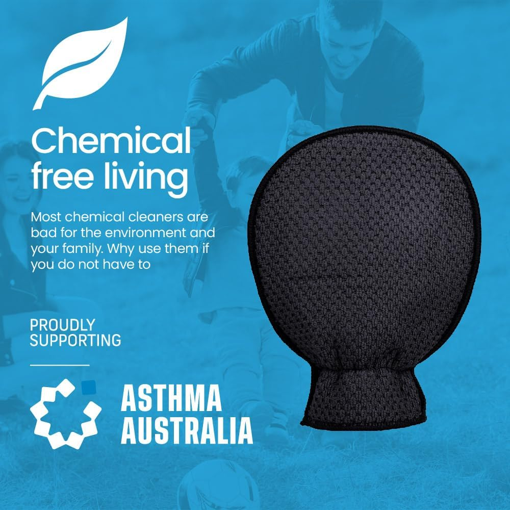 White Magic Eco Cloth Bathroom Cleaning Glove, Midnight - Dual-Sided Scrubbing & Polishing, Chemical-Free Streak-Free Clean, Made with Recycled Plastic, Machine Washable, 26X20.5Cm image number 1