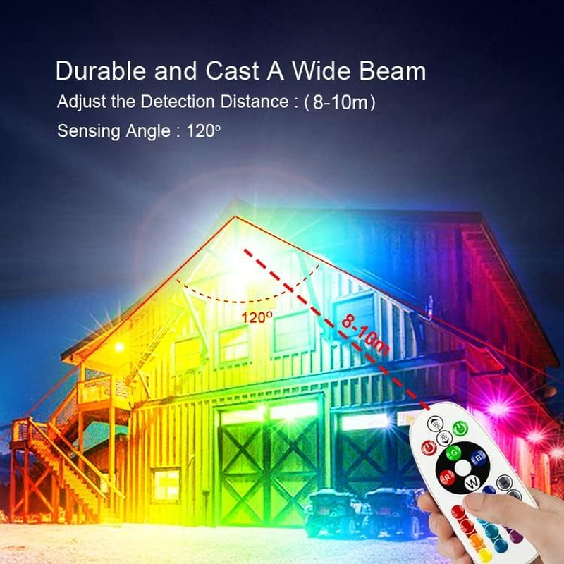 RGB Flood Light,Led Flood Light - 2 Pack 100W Smart RGB Light with Remote Control,Waterproof IP66 Floodlight,Outdoor Colour Changing Lights for Garden,Yard,Stage Lighting,Discos image number 4