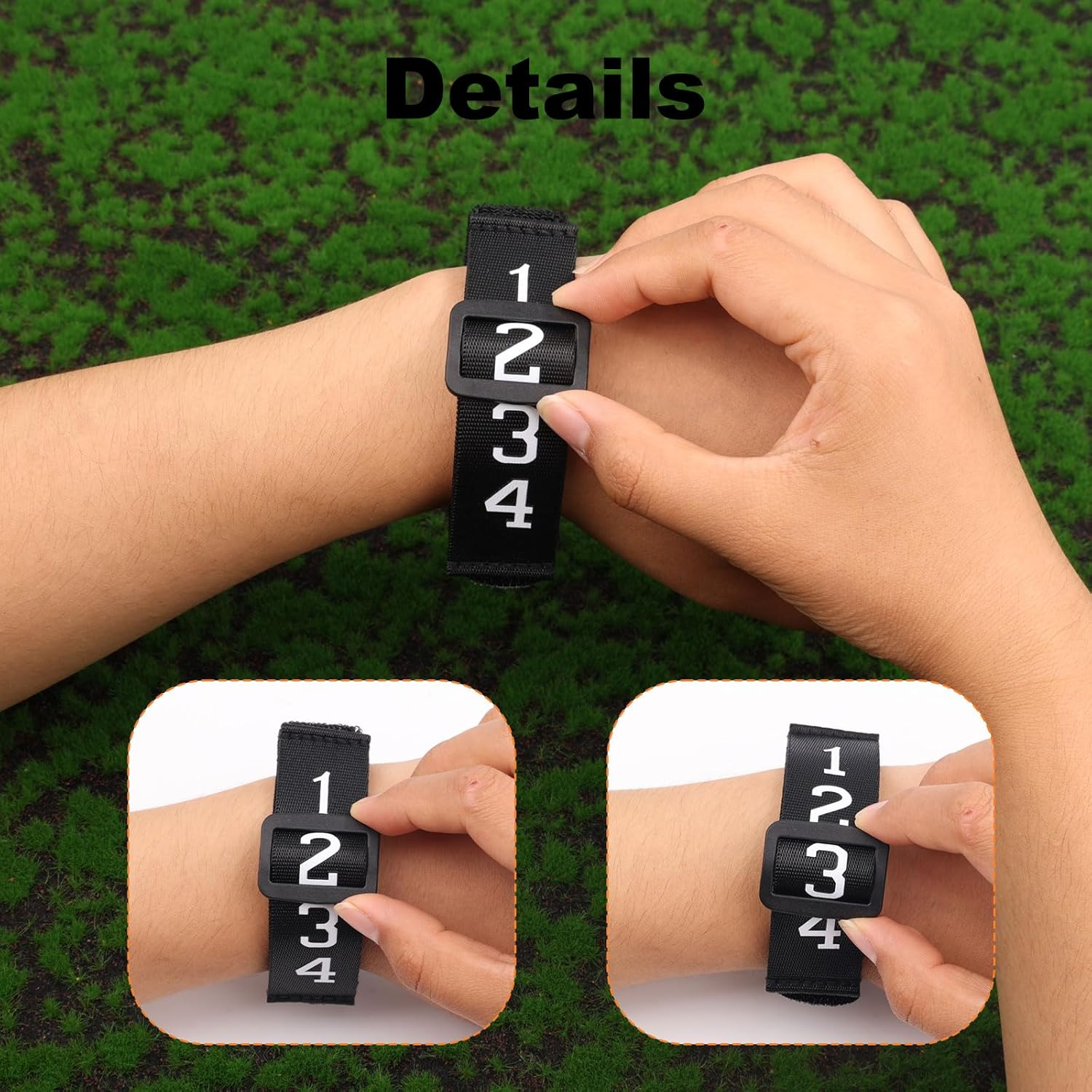 PEUTIER 2Pcs Football Referee Chain Clip & 2Pcs Wristbands, Premium Polyester Webbing Football Referee Gear Football Field Line Markers for Football Referee Sporting Supplies image number 4