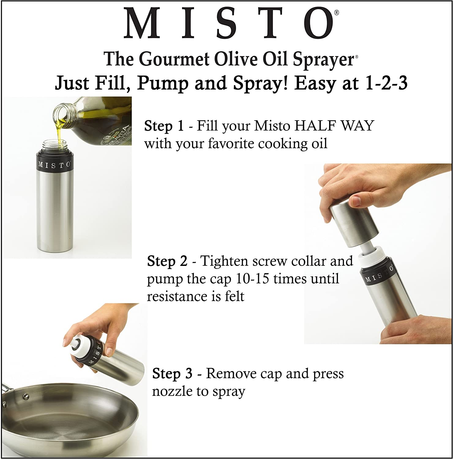 Misto Brushed Aluminum Olive Oil Sprayer image number 4