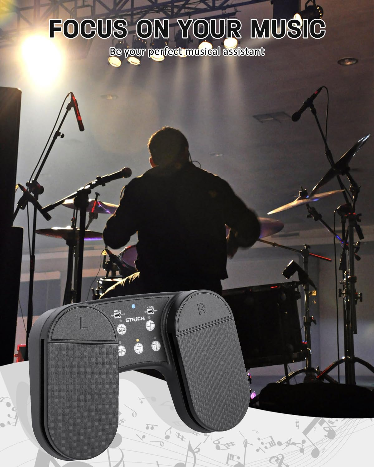 Wireless Page Turner Pedal for Ipad, STRICH Rechargeable Music Page Turner Pedal, USB Silent Foot Pedal for Tablets Smartphones Ipad Pro Multimedia Platforms PC, SPT-10 image number 3