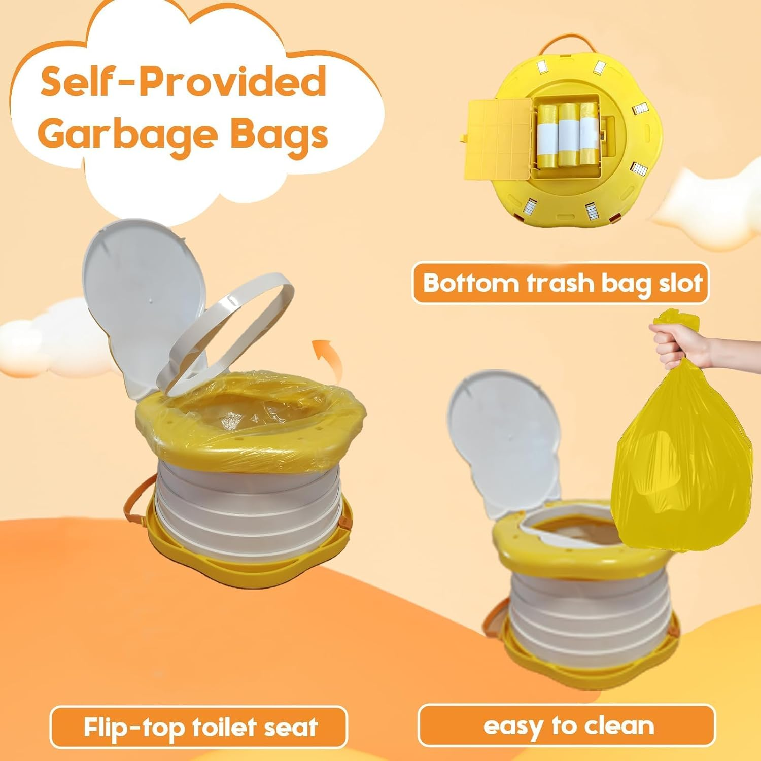Toddler Travel Potty,Kids Portable Potty,Applicable to Travel,Camping, Outdoor, Indoor,With 45 Potty Bags,Cartoon Design, Children Will like It More image number 2