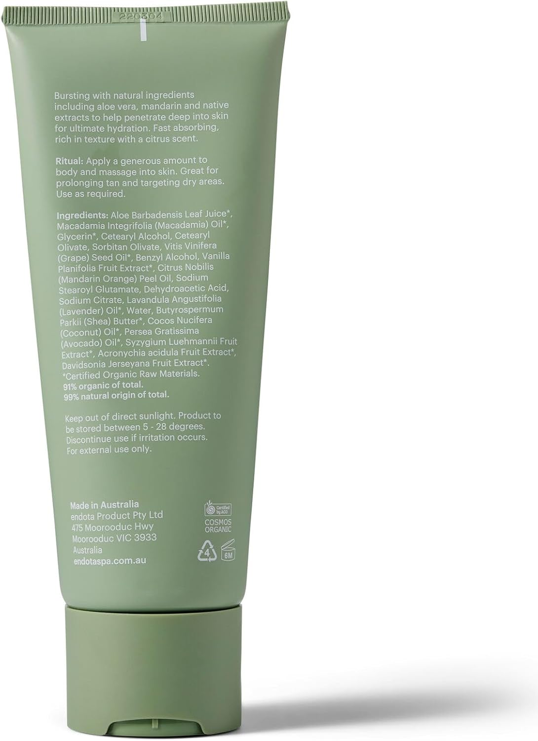 Endota Organics Vanilla & Macadamia Body Drink 180 Ml, Enriching Full-Body Hydration image number 1