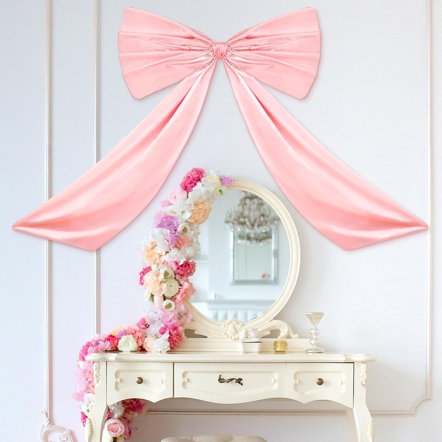 YUYWWAN Large Satin Bow, 60 X 90 Cm Gift Bow, Large, Exquisite Bow Decoration, Satin Bows Large for Party Decoration, Wall Decoration, Wedding, Home Decoration (Pink) image number 2