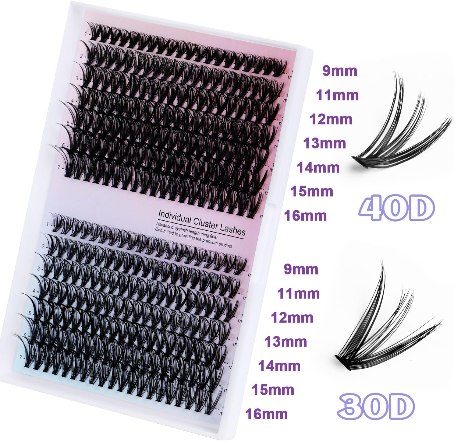 Cluster Lashes 280PCS Wispy Lash Clusters 30D/40D Curl Mixed Tray Extension Lash Clusters Individual Lashes Soft DIY Eyelash Extensions Mixed Tray Eyelash Clusters Natural Look image number 1
