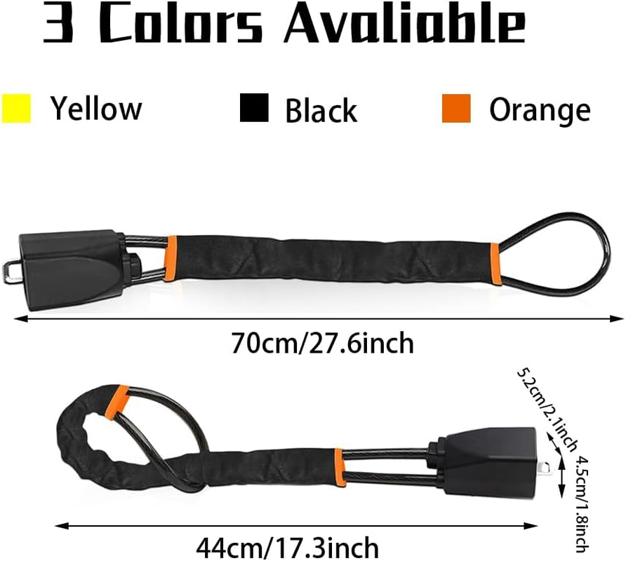 QOOWFEANIG Anti-Theft Car Seat Belt Lock,Heavy Duty Metal anti Theft Car Device Seat Belt Chain Lock with 3 Keys (Black) - Yellow image number 6