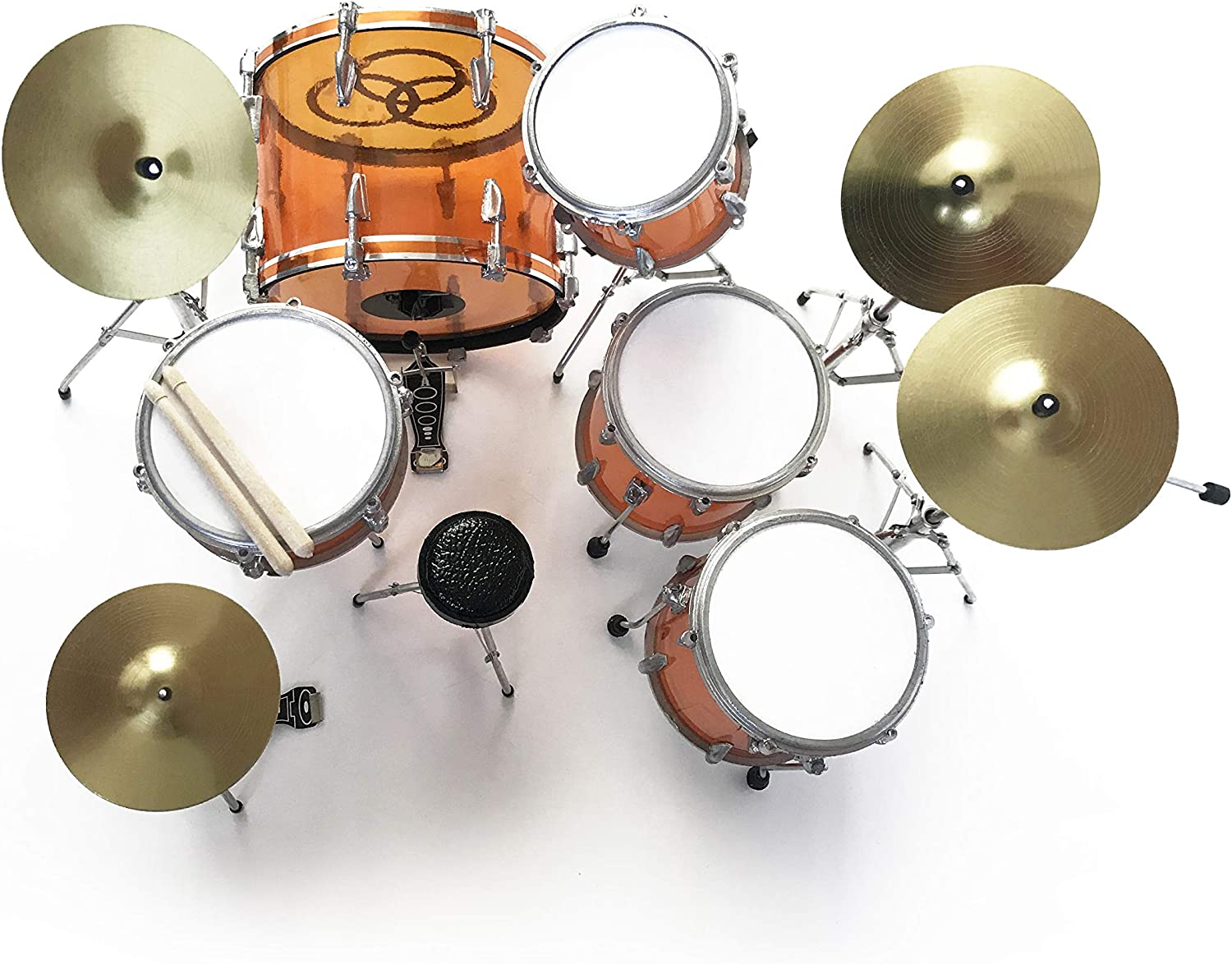 Fanmerch Drum Kit Led Zeppelin, John Bonham, Tribute Vistalite Transparent Amber Mini Drum Set Replica Collectible