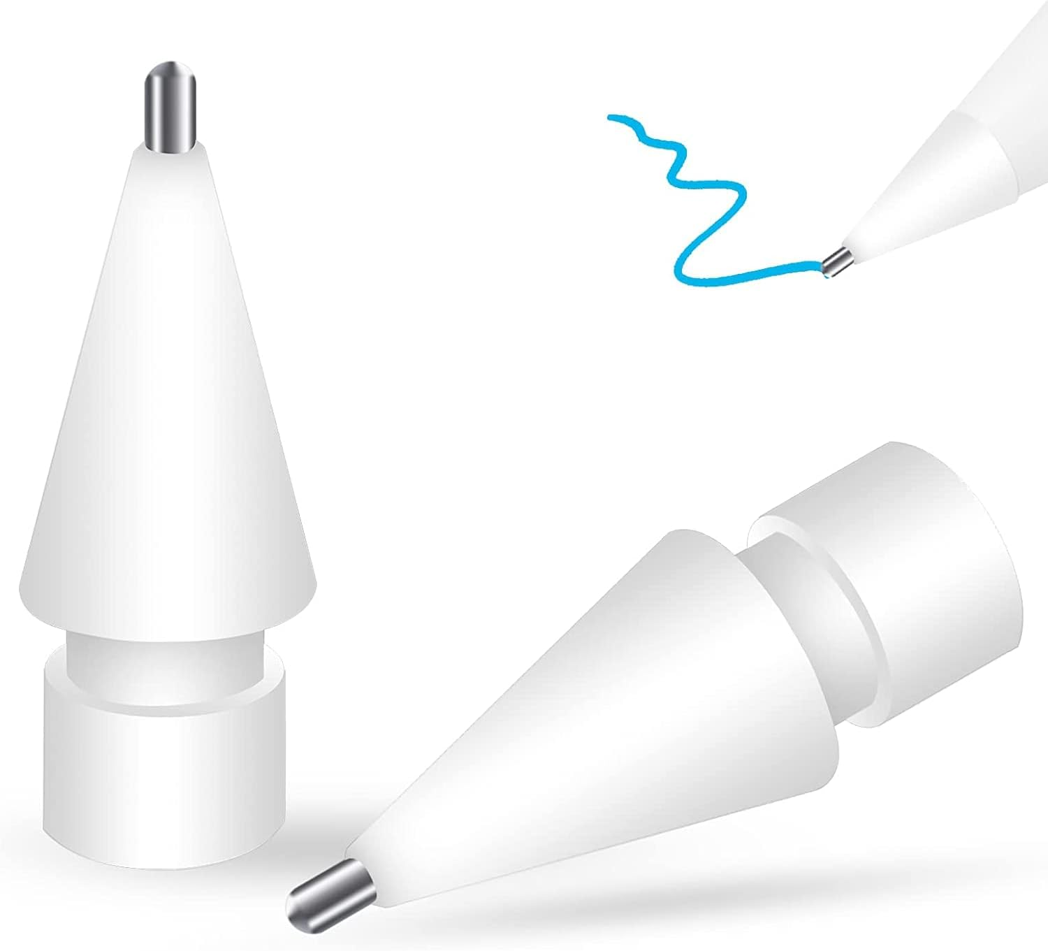2PCS Upgraded Pencil Tips, KAPASKI Precision Control Tips for Apple Pencil 1St/2Nd Gen, Fine Point Replacement Nibs, White image number 2