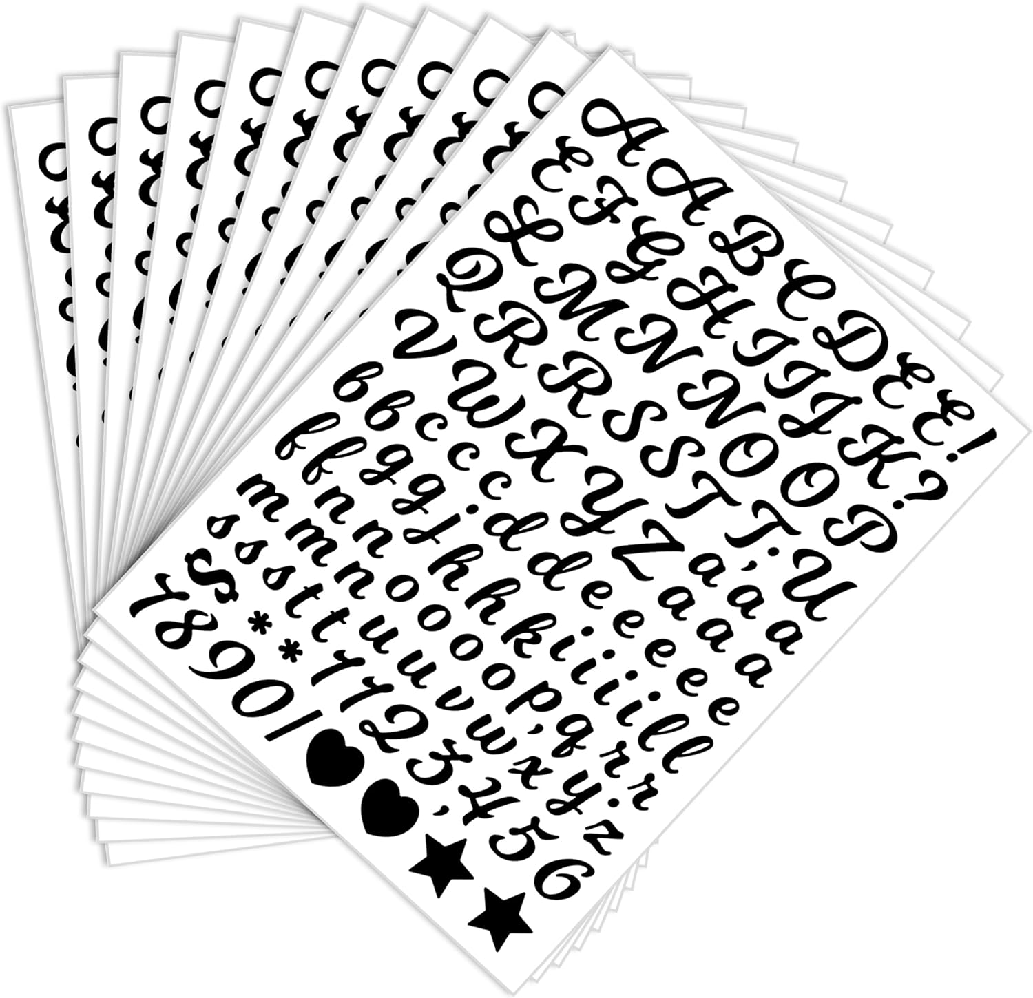 1768 Pieces 15 Sheets Letter Stickers, 0.5 Inch Small Deco Stickers Waterproof Alphabet Stickers,1/2" Half in Mailbox Sticker Vinyl Stick on Letters for Mailbox,Window,Diy (Cursive,Black)