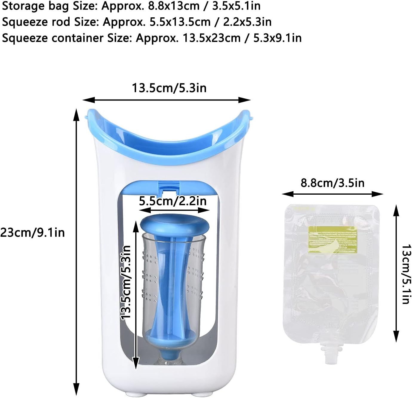 Baby Food Maker, anti Slip Heatable Baby Food Processor Manual Portable Puree Squeezer for Home for Restaurant for Kitchen(Blue)