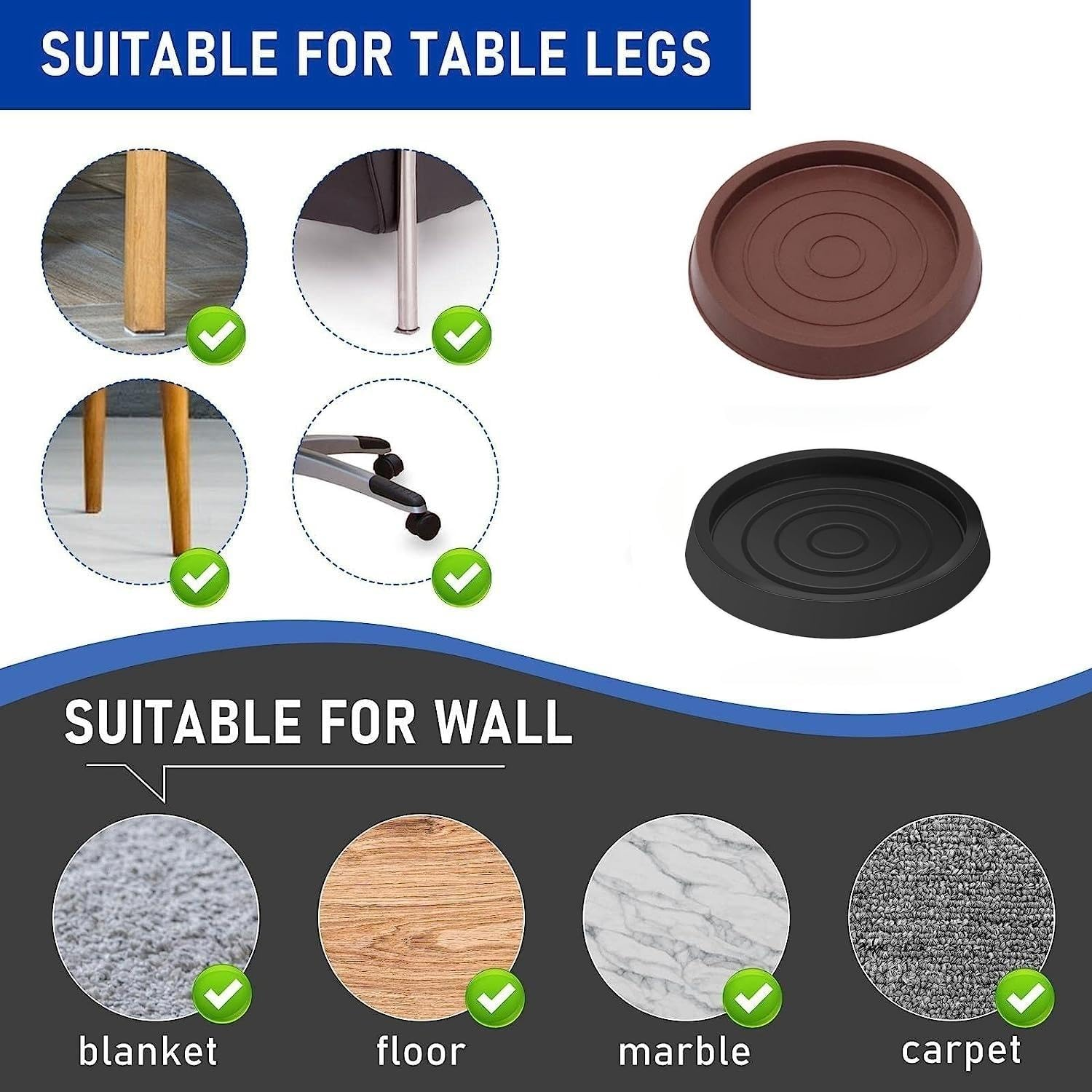 Silicone Non Slip Furniture Pads Furniture Coasters, 4Pcs 2.5Inch Non Slip Furniture Pads,Round Rubber Furniture Caster,Furniture Leg Protectors,Floor Protector Furniture Caster Cups anti Sliding Pads - Brown image number 4