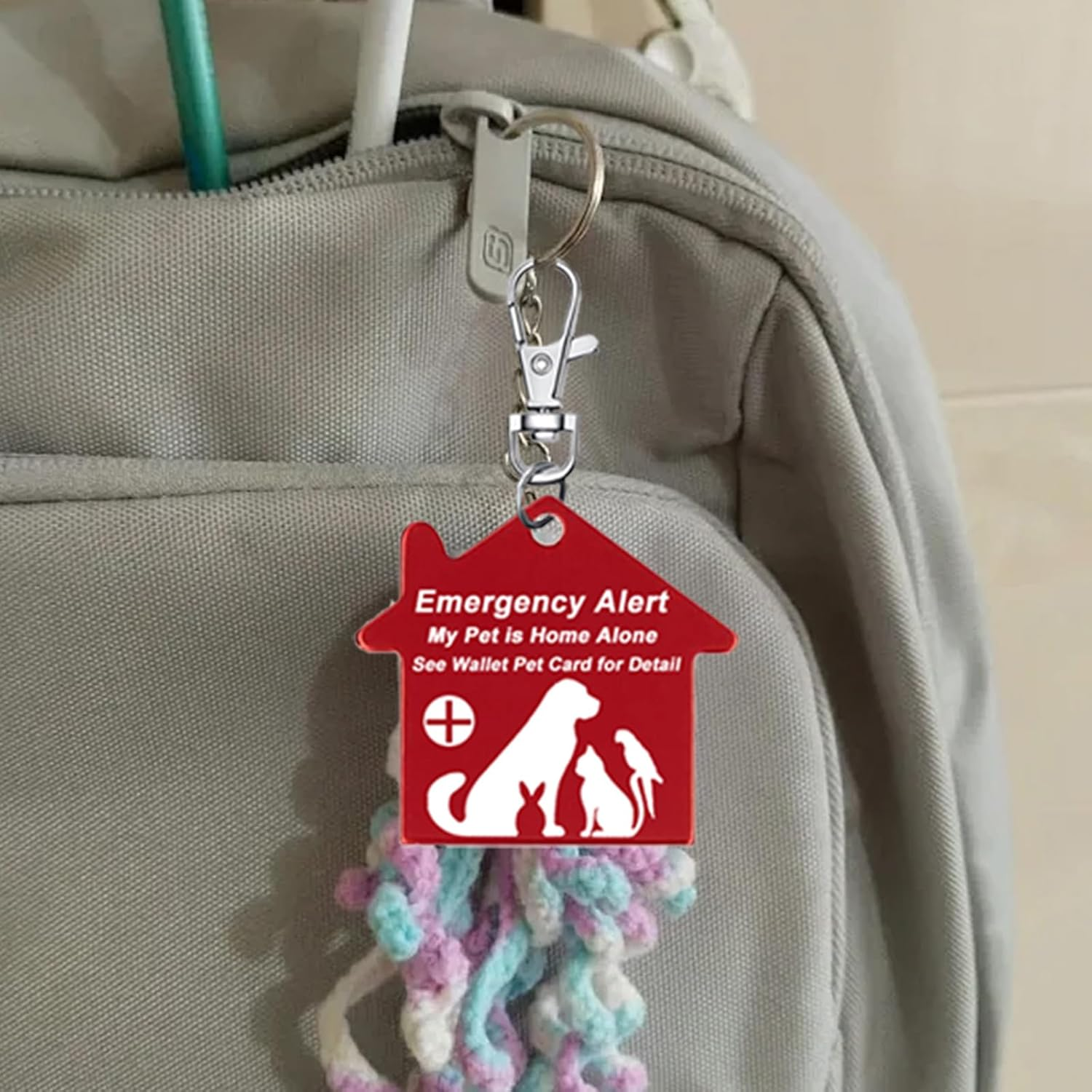 10 Pcs My Pet Is Home Alone Emergency Contact Wallet Card Writable with 10 Pcs Sleeves and 2 Pcs Emergency Alert See Wallet Pet Card for Detail Keychain Tag image number 2