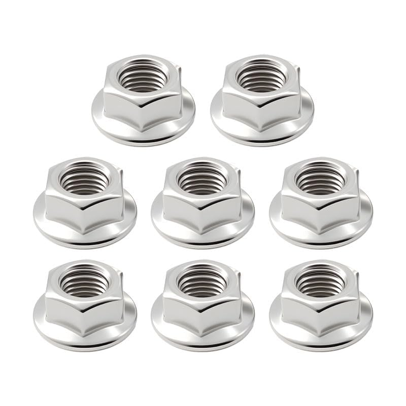 Flange Hex Lock Nuts 8 Pcs 304 Stainless Steel Silver Serrated Anti-Loosening Nuts Thread Loct for Machinery、Automotive、Wood、Metal、Furniture image number 2