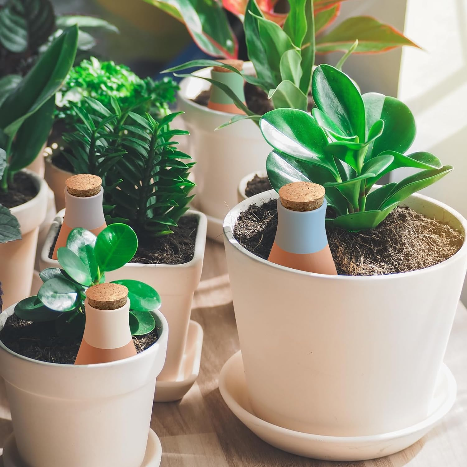 4 Pcs Terracotta Watering Pots, 13.5Oz/400Ml Terracatta Self-Watering Globes for 1-Week, Watering Planter Insert for Outdoor & Indoor Plants Easy to Refill - Set of 4 image number 1