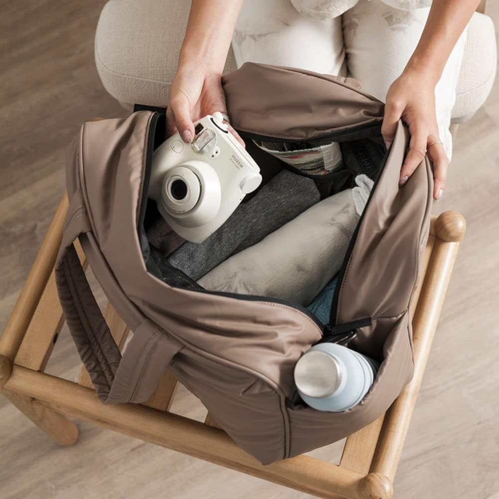 Zolyet Travel Duffel Bag Overnight Bags for Women Puffer Gym Tote Bag Carry on Duffel Bag Week Bag with Shoe Compartment Camel - Camel image number 2