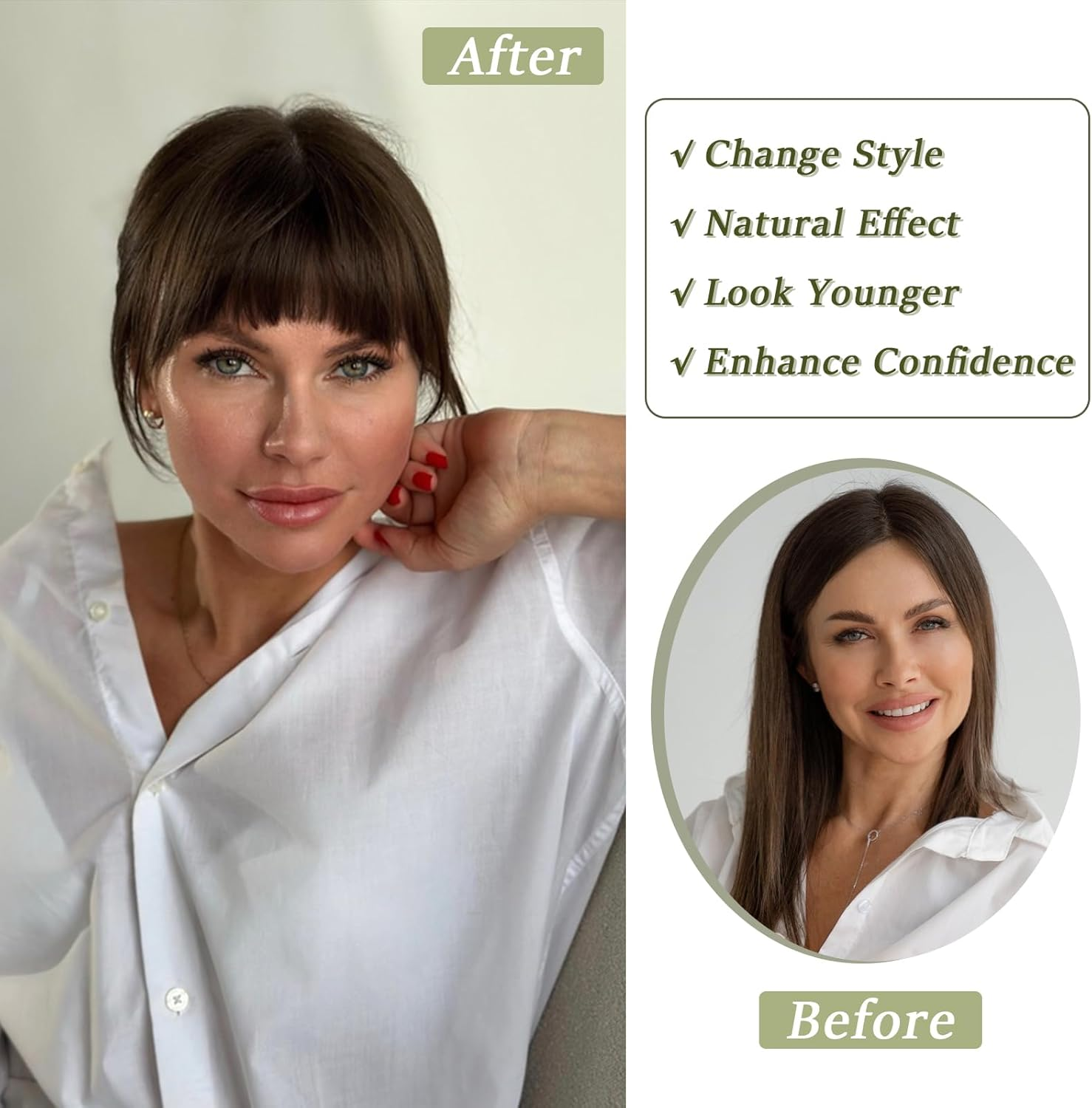 Clip in Bangs 100% Real Human Hair Black French Bangs Fringe with Temples Thick Curtain Bangs Clip on Bangs Curved Fake Bangs Hairpieces for Women for Daily Wear image number 6