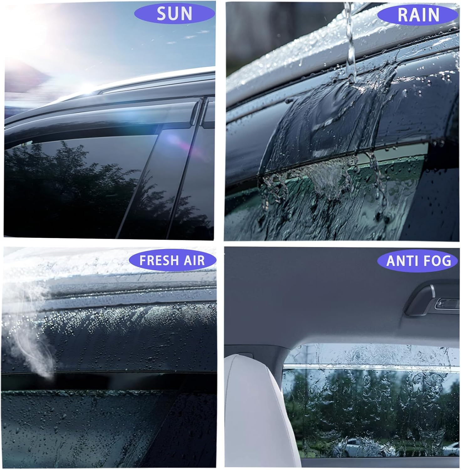 Tape on Window Visors Rain Guards for 2007-2013 Chevrolet Silverado & GMC Sierra 1500/2500HD/3500HD Extended Cab,Side Window Deflectors Vent Visors,Easy Install,Car Accessories for Weather Protection image number 4