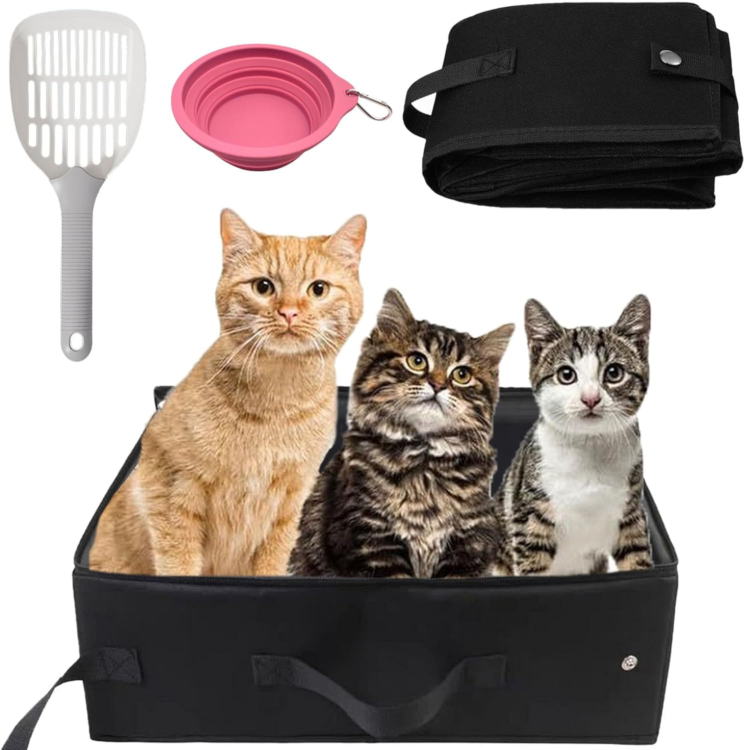 REGODI Travel Litter Box for Cats - Portable & Collapsible Cat Litter Box with Zipper Lid, No Smell & Leak-Proof Design, Easy Clean Foldable Litter Case for Car Travel, Airplane & Outdoor Use image number 4