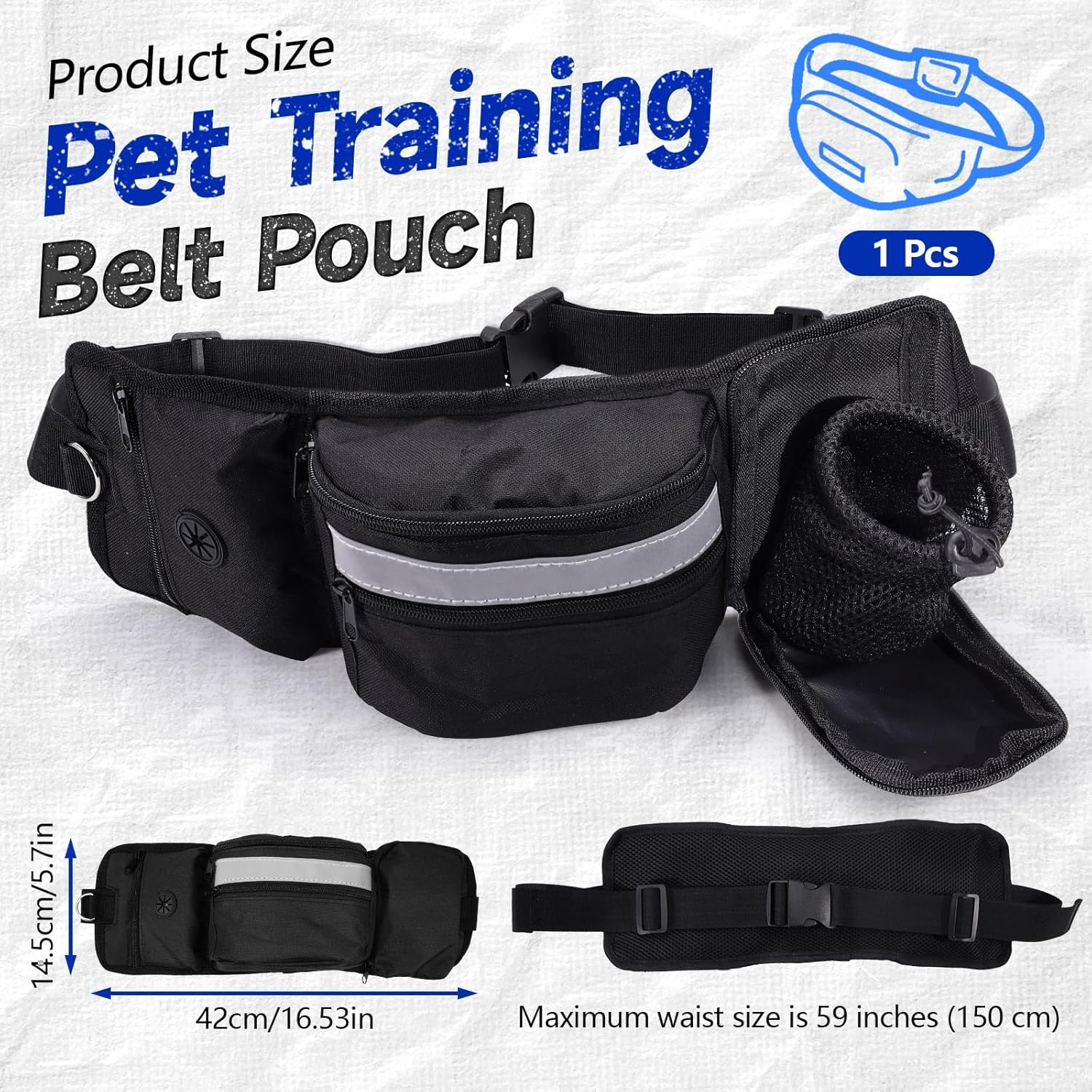 Realand Dog Treat Bag, Dog Walking Treat Bag for Pet Training with Waist Belt, Treat Bag for Dog Training, Treat Bag, Training Bag, Black image number 6