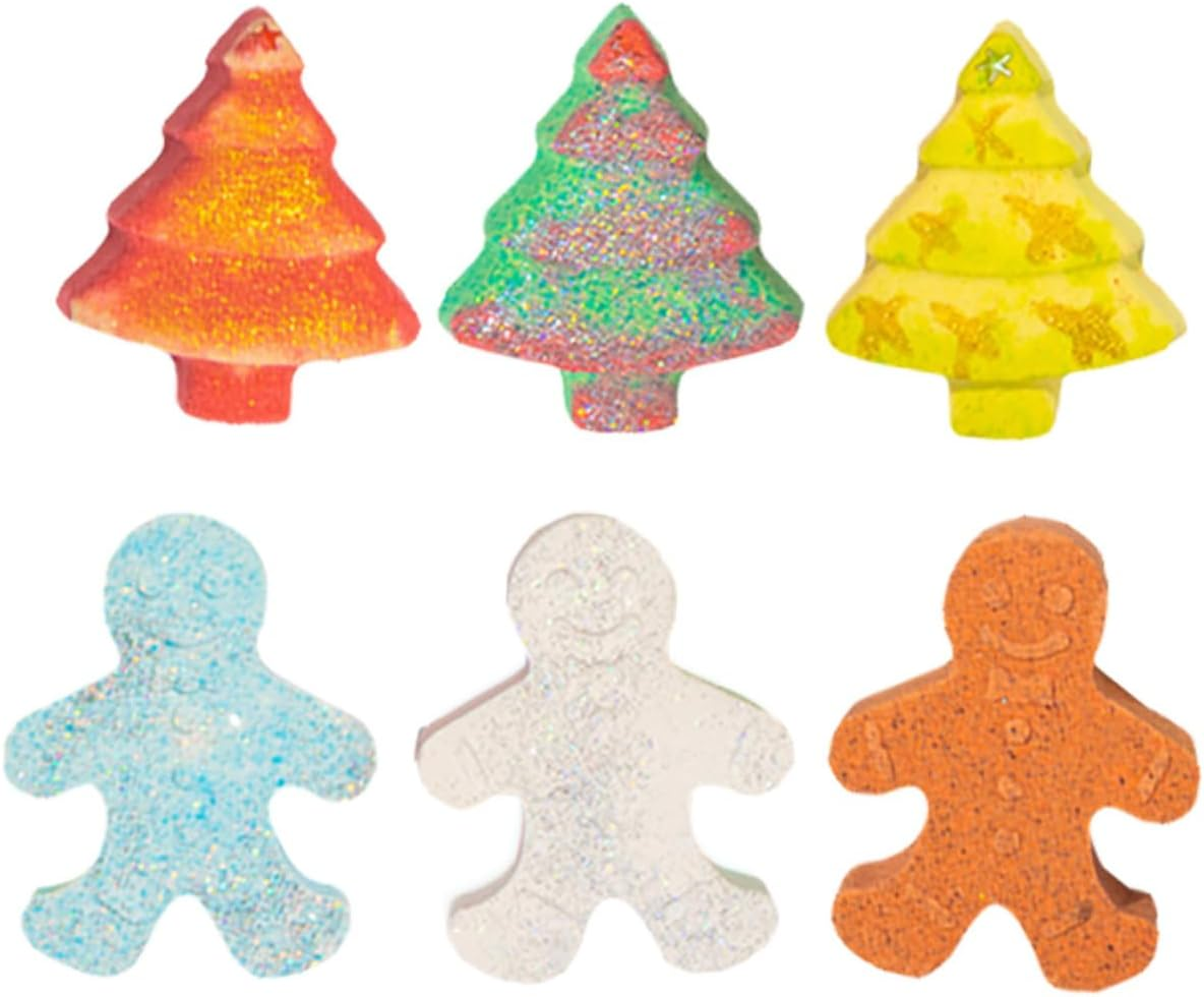 6Pcs Gingerbread Man Bath Salt Ball Christmas Carton Theme Natural Bathing Bombs Skin-Friendly Fragrance Bubble Bombs for Shower Bath image number 2