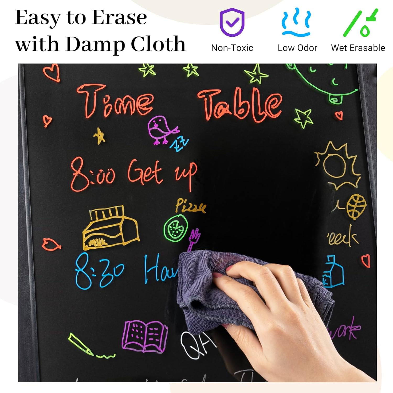 JR.WHITE Liquid Chalk Markers - Erasable 1Mm Fine Tip Chalk Pens, Whiteboard, Glass & Chalkboard Markers, Wet Erase for School, Restaurant, Fridge Calendar, Signs