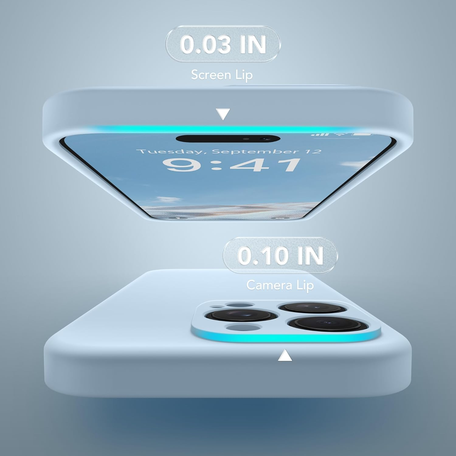 Suydanbox Magnetic for Iphone 16 Pro Max Case, Compatible with Magsafe, [Full Camera Protection][Screen Protector] Silicone Shockproof Protective Phone Case for Iphone 16 Pro Max 6.9", Light Blue - Black image number 5