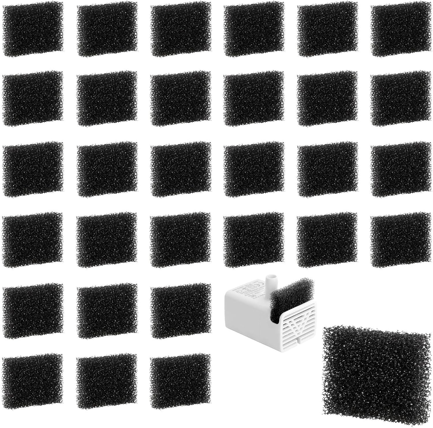 UOCAI Pack of 30 Pet Fountain Filters, Cat Fountain Filter Replacement Foam Filter for Cat Dog Water Dispenser Filter Black image number 4
