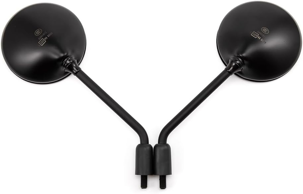 Motorcycle Rear View Mirror, Classic Retro round Handlebar Side Mirror with 8Mm 10Mm Screws and Metal Shafts for ATV Scooter Dirt Bike Cruiser image number 1